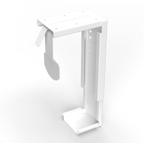 TecLines TPH001S PC Halterung Untertisch 80-220 mm (Weiß) - Ständer für Schreibtisch - Clipmontage aus Kunststoff - Einstellbar
