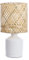 LUSSIOL - Lampe à poser FREESIA - lampe de chevet en céramique blanche et abat-jour en bambou naturel - douille E14 - possibilité ampoule LED - 40W maxi, Diam. 15 x H. 28 cm