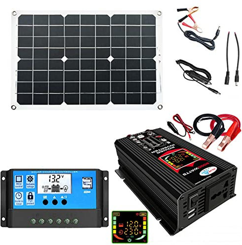 Kit di energia solare - Pannello con regolatore inverter 30 A, kit di avvio RV fuori rete con batteria e inverter