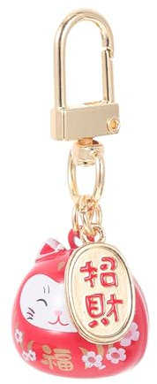 VALICLUD Glückskatze Schlüsselanhänger Glückskatze Zum Aufhängen Süßer Schlüsselanhänger Cartoon-kätzchen- Mit Japanischer Winkender Katze Keramik Rot