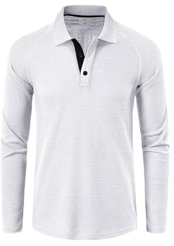 HAOLEI Herren Poloshirt Pullover Einfarbiges, Schmales Langarm Revers Oberteil Mit Reversknopf, Langarmshirt Lässige Modische, Oberteile Klassisch Aus Hochwertiger, Shirt Stilvoller Slim Fit