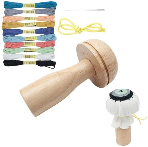 Xinhuju Socken-Stopfset - Reparatur-Set mit Pilz-Stopfwerkzeug aus Holz zum Stopfen von Socken | Mit Garn und Gummiband, Holzhüten, Hosen, Pullovern, Stopfset
