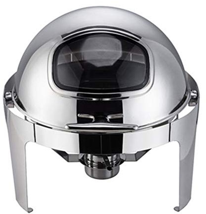 XMWOEIX Chafing Dish Buffet-Set, runder Rolltop-Speisenwärmer, Chafing Dish mit Sichtfenster, Speisepfanne, Wasserpfanne, Brennstoffbehälter, 5 l