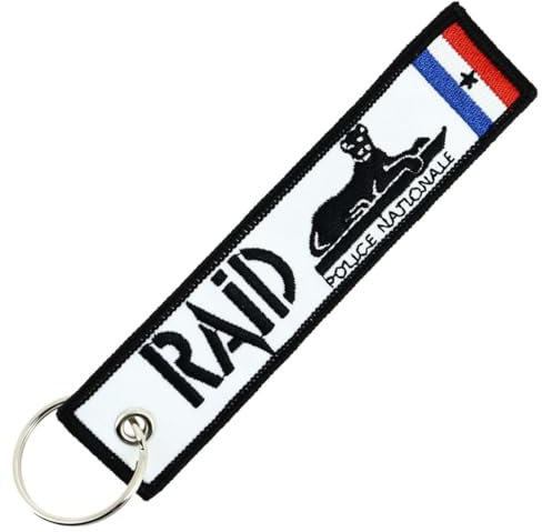 CLJ - Porte-clés - Raid - Police Nationale - Blanc et noir - Métiers -