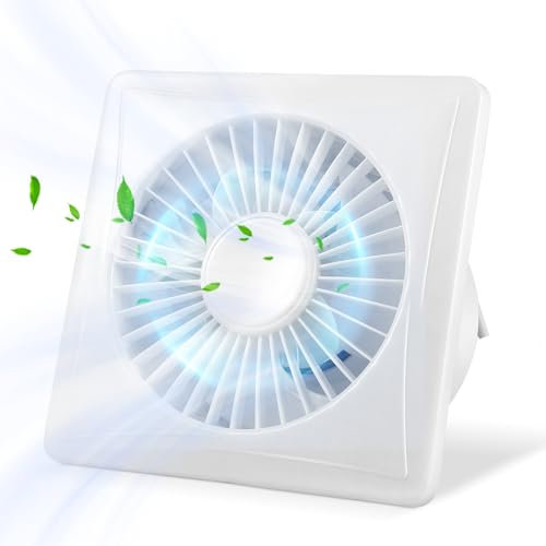 Bathroom Extractor Fan 6-inch Ø 150mm Exhaust Fan with Backflow Flap, Airflow 200 m³/Hour, 20W Powerful Wall Mounted Extractor Fans for Dehumidification Ventilation, Shower Extractor Fan for Bathroom