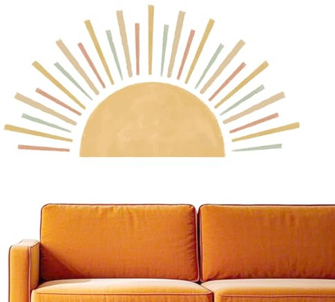 Wandtattoo Sonne Selbstklebend Wandaufkleber Sonne Wandsticker Sonne Boho Wandsticker für Wanddeko Babyzimmer Schlafzimmer, Klassenzimmer 108 x 55 cm