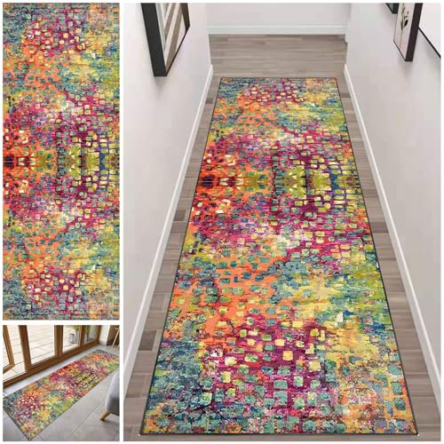 Fcenghox Läufer Teppich für Flur, Schlafzimmer, Küche - Rutschfest, Waschbar, 40 x 60 cm, Multicolored