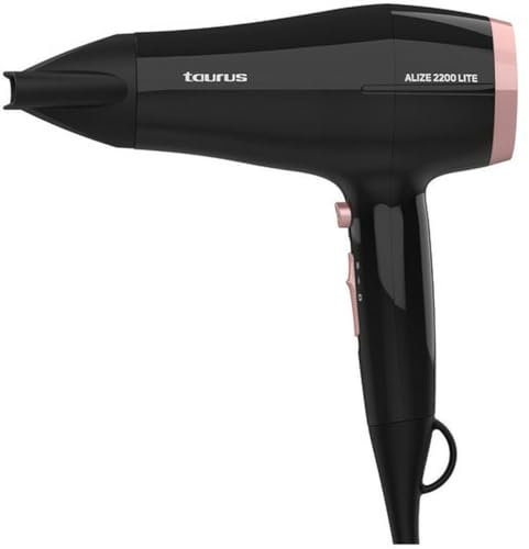 Taurus – Secador Alize 2200 Lite | 2200W | 2 ajustes de velocidad y temperatura | Golpe de aire frío | Compacto | Ultraligero | Portátil | Incluye concentrador | Negro