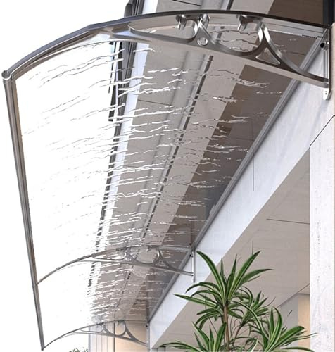 Toldo de aluminio gris plateado para puerta delantera y ventana, 80 x 300 cm