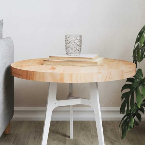 WEMYUFURN Tischplatte Rund Ø50x3 cm Massivholz Kiefer Wohnzimmertischplatte Bauholzplatte Massivholztafel für Wohnzimmer Arbeitsplatte