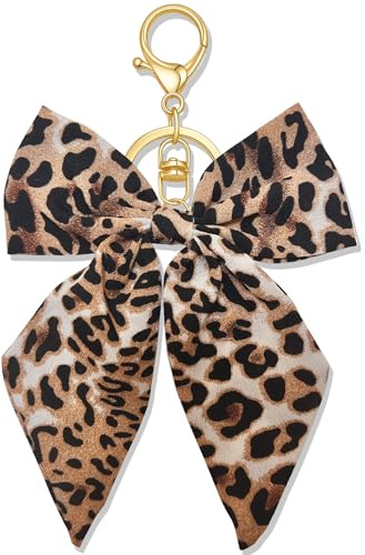 Pithayla Leopard Bow Bag Charms Keychain, Purse Charm Accessories for Women