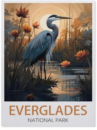 Puzzles for Adults Jigsaw Puzzles 1000 Pieces for Adults Kids，Everglades Travel Poster，Artwork Intellective Educational Toys Gifts（38x52CM）-BG46