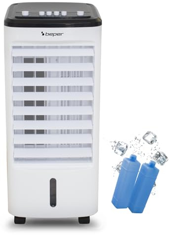 BEPER P206RAF301 Raffrescatore d’Aria 4L POLAR JET, Raffrescatore Evaporativo con Serbatoio Acqua, 3 Velocità, 2 Mattonelle Refrigeranti Incluse, 65W, per Casa e Ufficio