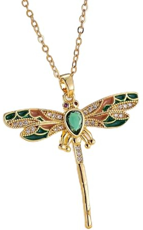 Nicht verblassende Halskette aus Titanstahl, weiblicher Zirkon, 18 Karat Gold usw. Libelle, Biene, Delfin, Vogel, Stildekoration