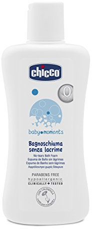 Chicco Baby Moments Bagnoschiuma per Bambini e Neonati, Detergente per Pelli Sensibili, Formula Senza Lacrime ed Estratti di Calendula, Senza Alcool e Coloranti - Bagnoschiuma Neonato 0+ Mesi, 200 ml