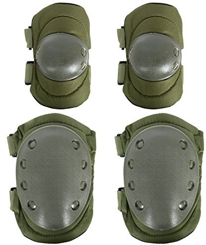 Kit Ginocchiere e Gomitiere Di Protezione Protezioni Rigide Softair Verde Royal