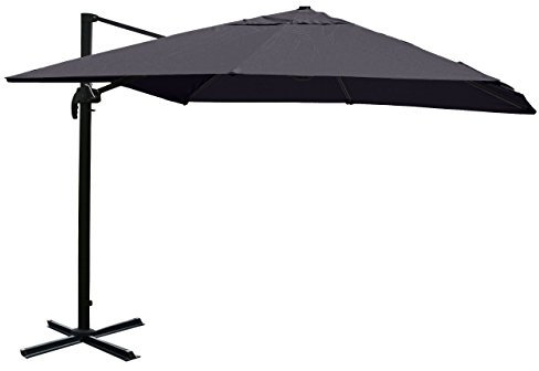 Mendler Gastronomie-Ampelschirm HWC-A96, 3x3m (Ø4,24m) Polyester Alu/Stahl 23kg - anthrazit
