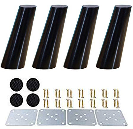 Holz Sofa Füße Tischbeine, schwarze Massivholz Schräg Konisch Ersatz Möbelfüße Möbelbeine,für Couchtisch Buffets Bett Sideboards Schrank Dresse (9.8inch/25cm,4pcs)