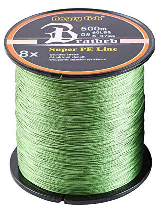 LSHEL Geflochtene Angelschnur 8fach 500m PE Super Starke Geflochtene Schnüre, Armee-Grün, 0.8# 0.15mm/8.18kg/18lb