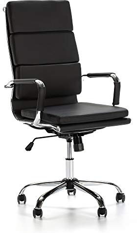 VS Venta-stock Morgan Schreibtischstuhl Schwarz, Wippfunktion & Armlehne - Ergonomic, höhenverstellbar