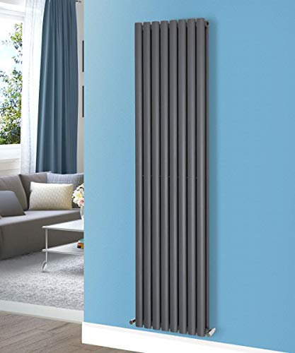 NRG Vertical 1800x472 Oval Column Designer Radiator Central Heating Double Panel Anthracite