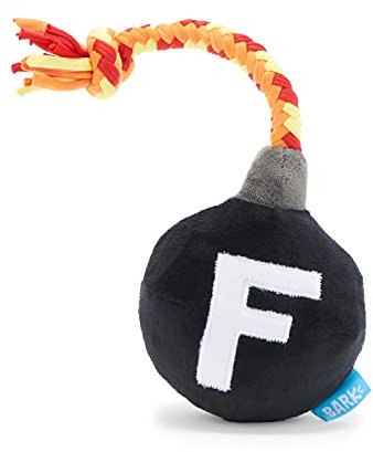 Barkbox Quietschendes Hundespielzeug, Plüsch- und Quietsch-Kauspielzeug, Welpen- und Haustierspielzeug für mittelgroße bis große Hunde, F Bomb (groß)