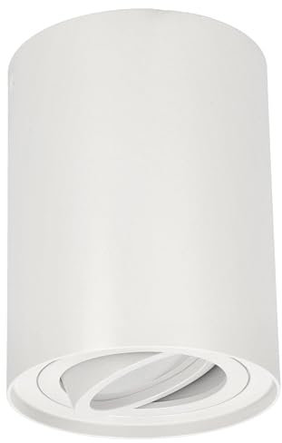 EDO Aufbauspot Weiß Rund SKAND 1 - Schwenkbarer Deckenstrahler GU10 Fassung - Moderne Aluminium Aufputz Spotlampe ø95x125mm - Aufbaustrahler für Wohnzimmer, Küche, Flur, Büro, Schlafzimmer