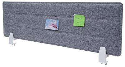 Tischtrennwand HWC-G76, Büro-Sichtschutz Schreibtisch Pinnwand, Schallschutz Stoff/Textil mit Prägung - 100x30cm grau