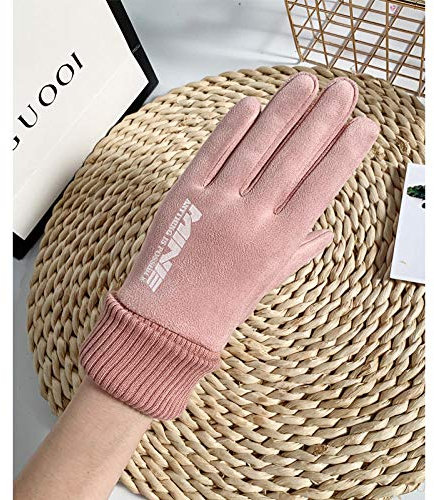 B/H Guanti Morbida Equitazione in Caldo Inverno,Guanti Caldi in Pelle Scamosciata Touch Screen,Guanti da Corsa Antiscivolo da Donna Rosa,Guanti Touch Screen Unisex Bicicletta