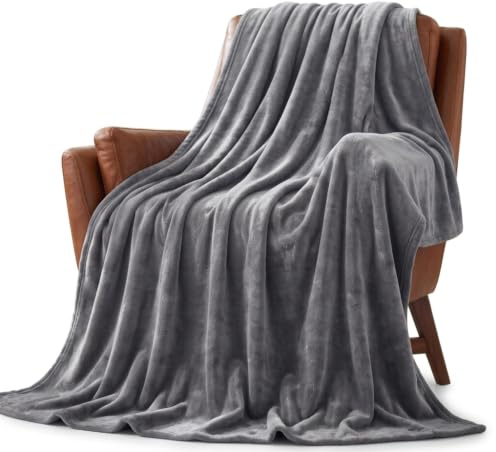 Bear & Panda Flanell-Fleece-Überwurfdecke, G, große Reise-Sofa-Bettdecke, superweiche, Flauschige, warme Überwürfe, Mikrofaser, Blankeyrey, Grau, 127 x 152 cm
