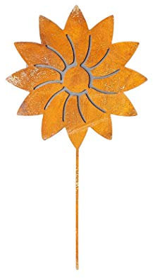 Pandas Garden | Große edelrost Sonnenblume | 20cm Durchmesser aus Metall | Gartendeko für das ganze Jahr