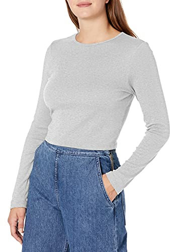 Bella Canvas Women's Long Sleeve Rib Tee T-Shirt, Athletic Heather, X-Small