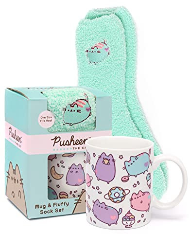 Pusheen Becher Slipper Socken Geschenk Kinder Erwachsene Katzenschale Eine Größe