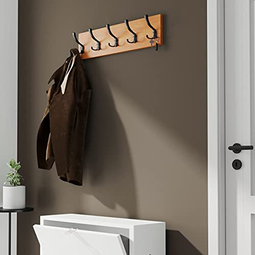 AKKE 15x60 | PICO Garderobenleiste Wandgarderobe Garderobe Wandpaneel Kleiderstange SCHWARZ | ERLE