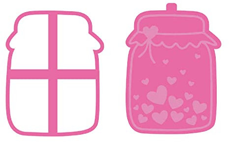 LissieLou Jar of Hearts Cookie Cutter and Stamp Valentine's Day Icing Stamp Fondant Embosser - Pink