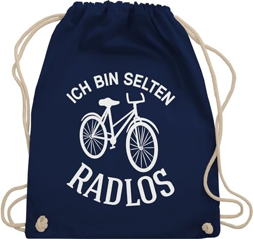 Turnbeutel Rucksack - Radsport - Taschen - Ich bin selten Radlos - Unisize - Navy Blau - beutel stoffbeutel beutelrucksäcke baumwollbeutel mit kordelzug sportbeutel baumwollrucksack tasche