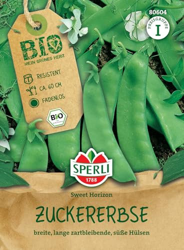 Sperli BIO Zuckererbsensamen 80604 - breite, lange zartbleibende, süße Hülsen - Inhalt für 3-4 lfd. Meter, Gemüsesamen, Samen Gemüse, Gemüsepflanzen