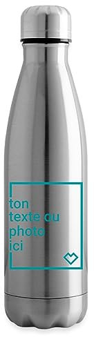 Spreadshirt Créez Votre Propre Bouteille Isotherme Personnalisée avec Texte ou Photo Individuelle Bouteille Isotherme, 500 ml, argent clair