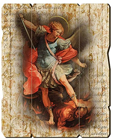 Holyart Retro Holz Wandbild Erzengel Michael