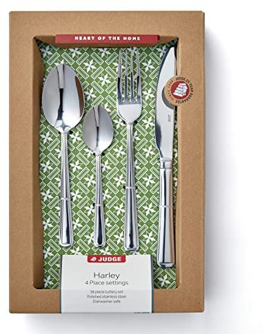 Judge Harley 16-Piece Stainless Steel Cutlery Set in Gift Box for 4 People, Dishwasher Safe - 25 Year Guarantee