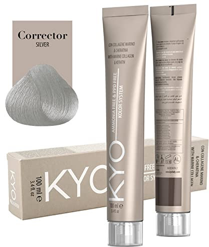 Kyo Hair Color 100 ml - Ammoniakfreie Haarfarbe angereichert mit Keratin und Meereskollagen (Korrektur silber)