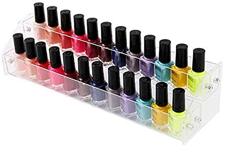 Gcroet Transparentes Acryl -Nagellack -Organizer -Ständer Regal, 2 Stufen klarer Nagellack -Display -Rack -Standhalter, Aufbewahrungsbox für Nagellack