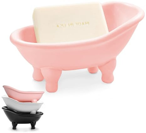 1 Piece 5.6 Ceramic Mini Bathtub Soap Dish Bathroom Jewellery Organiser Vintage Decortative Bathroom Soap Dish(Red)
