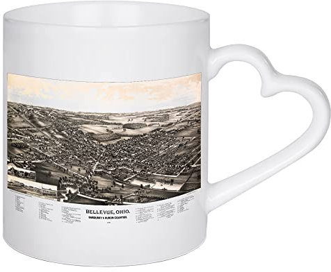 artboxONE Herztasse Karte von Bellevue - Ohio von Paul Rommer - Herztasse Kartografie