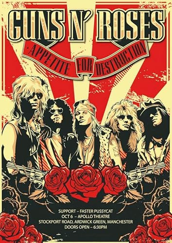 Guns n Roses 2 Retro Vintage Rock Konzert Gig Poster Wandkunst A4