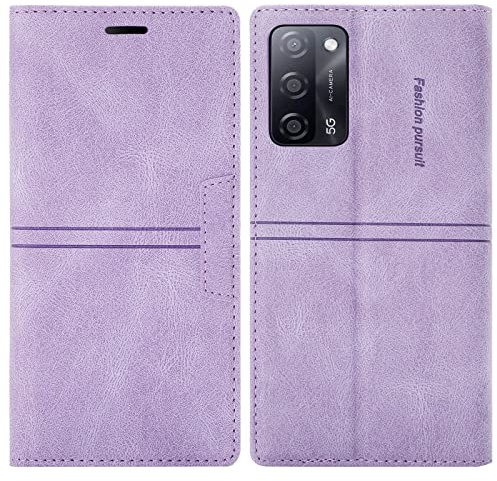 OKZone Cover per Oppo F19 PRO Plus 5G/A94 5G/Reno5 Z, Custodia Flip Pelle Portafoglio Magnetica Libro con Slot Schede, Slim Silicone TPU Bumper Wallet Supporto Case Antiurto Cover (Viola)