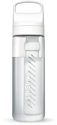 LifeStraw Go Series – Gourde filtrante sans BPA 650ml pour les voyages et l’usage quotidien. Élimine les bactéries, les parasites et les microplastiques. Améliore le Goût, Polar White (blanc)