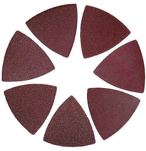 170 PCS Triangle Sanding Pads, Triangular Multitool Sandpaper Fit 3-1/8 Inch Oscillating Multi Tool 80mm Hook and Loop Triangle Sanding Sheets Assorted 40/60/80/120/150/180/240/ Grits Without Holes