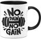 Tassenbrennerei Tasse - No pain, no gain - Kaffeetasse lustig mit Spruch - Geschenk für Bodybuilder - Kraftsport Bodybuilding - Sport (Schwarz)