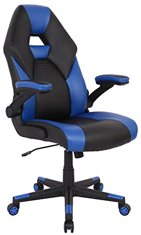 RS Gaming™ RGX Faux Leather High-Back Gaming Office Chair, Black/Blue, BIFMA Compliant